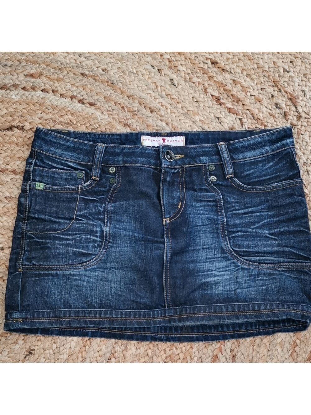 Freeman T. Portor vintage denim bohowestern cowgirl mini skirt. Size XL.